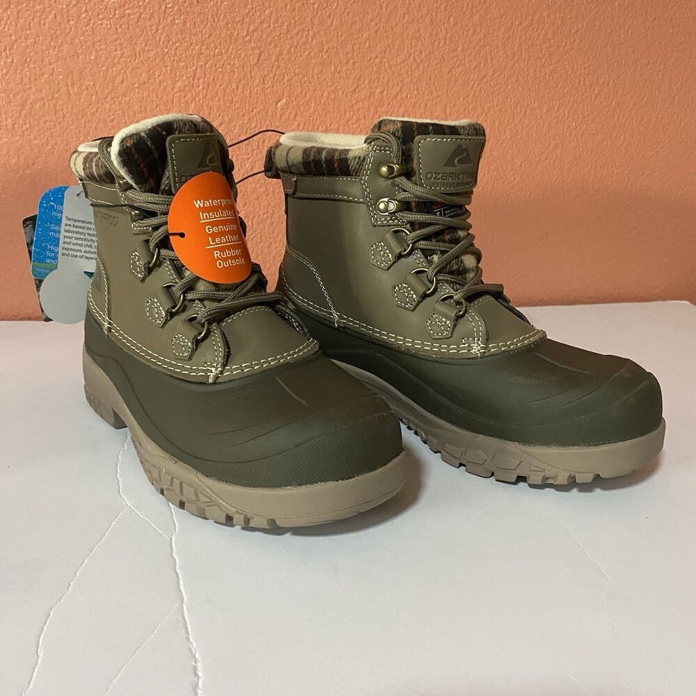 NWT Ozark Trail Waterproof Leather Lace Up Snow Boots Women’s 8